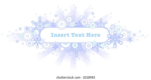 Retro Winter Banner-A banner with a snowflake border illustrated in retro style with space for copy.