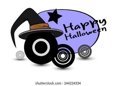 Retro Witch Hat Halloween Background