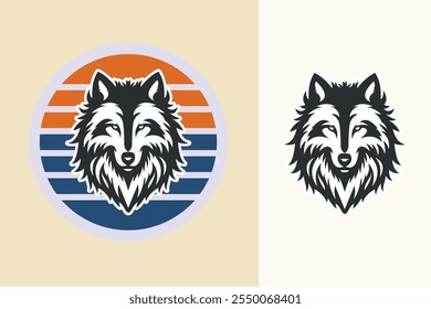 Retro Wolf Badge Design | Ícones do logotipo de animais antigos | Perfeito para marcas ao ar livre e de aventura