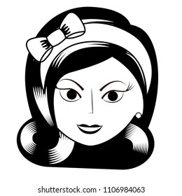 retro woman character icon