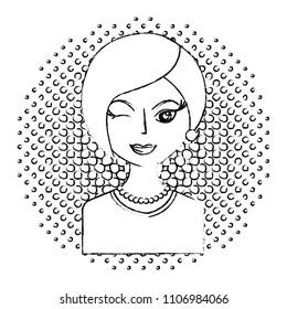 retro woman character icon