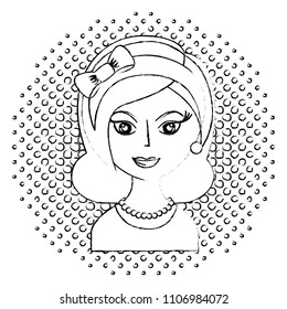 retro woman character icon