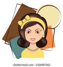 retro woman character icon
