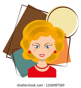 retro woman character icon