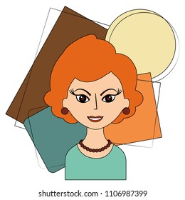 retro woman character icon