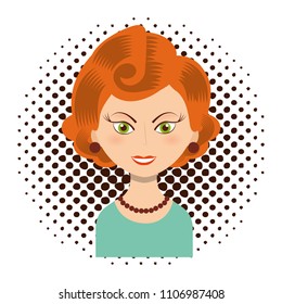 retro woman character icon