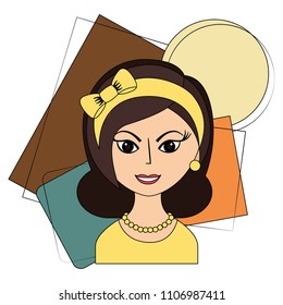 retro woman character icon