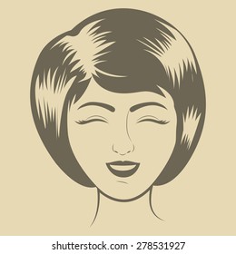 Retro woman design over beige background, vector illustration