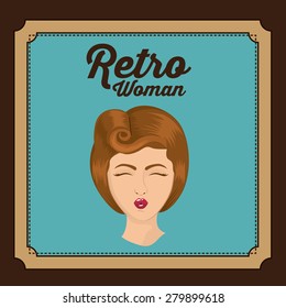 Retro Woman design over frame background, vector illustration