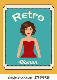 Retro Woman design over frame background, vector illustration