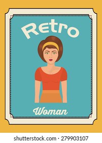 Retro Woman design over frame background, vector illustration