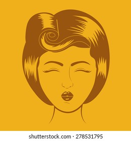 Retro woman design over yellow background, vector illustration