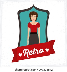 Retro Woman digital design, vector illustration eps 10