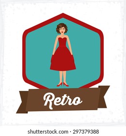 Retro Woman digital design, vector illustration eps 10