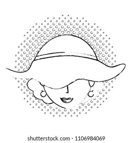 retro woman with hat character icon