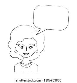 retro woman with speech bubble isolated icon