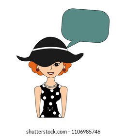 retro woman with speech bubble isolated icon