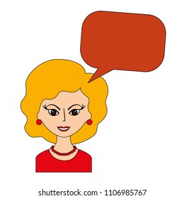 retro woman with speech bubble isolated icon