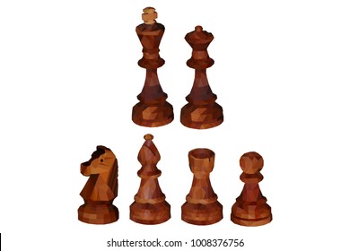 Retro wooden chess. Low poly design. Polygonal illustration vector eps 10