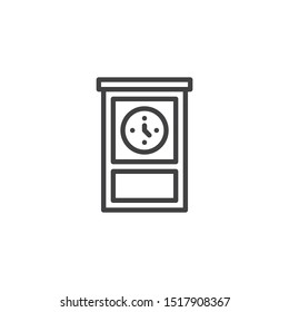 Retro wooden clock line icon. linear style sign for mobile concept and web design. Old floor clock outline vector icon. Symbol, logo illustration. Vector graphics