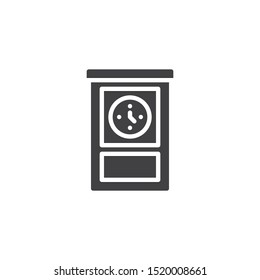 Retro wooden clock vector icon. filled flat sign for mobile concept and web design. Old floor clock glyph icon. Symbol, logo illustration. Vector graphics