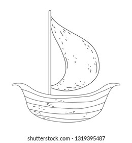 retro wooden sailboat icon