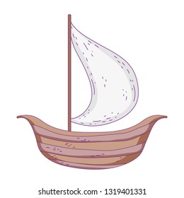 retro wooden sailboat icon