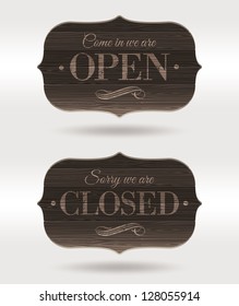 Retro wooden signs - Open and Closed