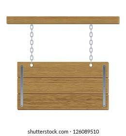 Retro wooden vector board with chains