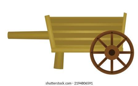 Retro Wooden Wheel Barrow. Vector Illustration