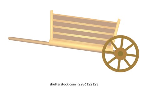 Retro wooden wheel barrow. vector illustration