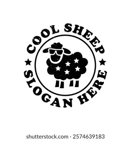 Retro Woolly Charm Vintage Sheep Logo