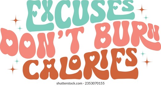 Retro Workout Gym Fitness Sublimation Typographic Design. Gymnastic Wavy Clothing Vector for Ready Printing on T-shirt, bag, pillow and more.