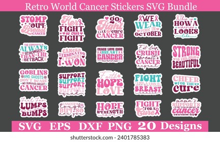 Retro, World Cancer, Stickers EPS Bundle