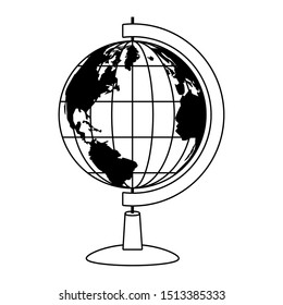 retro world map navigation icon vector illustration design