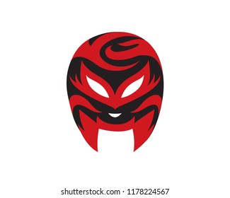 Retro Wrestling Mask Logo Illustration In Isolated White Background