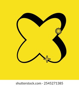 Retro X Shape Textbox Icon with Yellow Vintage Color. Label Icon. High Quality Vector Icon. Editable Vector