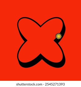 Retro X Shape Textbox Icon with Red Vintage Color. Label Icon. High Quality Vector Icon. Editable Vector