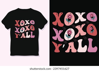 Retro xoxo y'all  Valentine  T-Shirt Design
