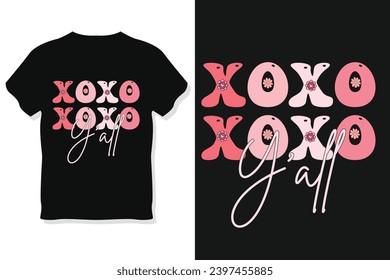 Retro xoxo y'all Valentine  T-Shirt Design
