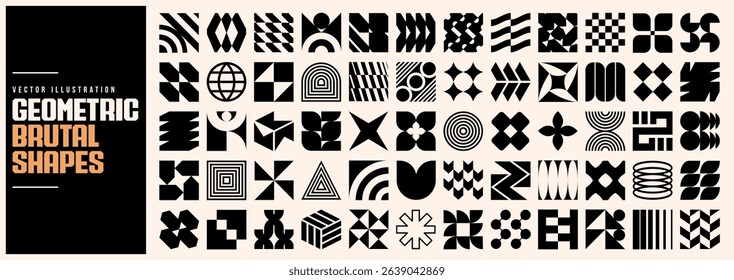Retro y2k abstract geometric shape, star, flower and memphis pattern. Minimal modern frame or brutalist sticker label. Groovy brutal icon. Futuristic globe, spark or bauhaus social media floral symbol