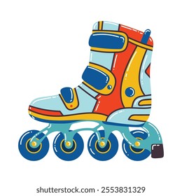 Retro y2k cartoon inline skates or roller blades isolated on white background. 