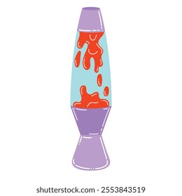 Retro Y2k cartoon lava lamp isolated on white background. Hypnotic night light.