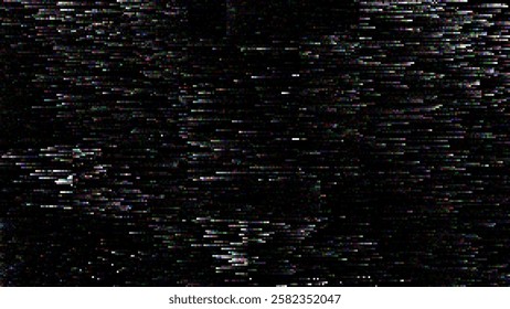 Retro Y2K CCTV or VHS Video Screen White Noise Effect Background. Scanlines Vibration Glitch. Video Damage Overlay Texture. Nostalgic Vintage 80s 90s Surveillance Technology Vector Illustration.