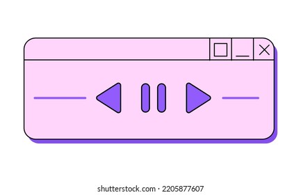 Retro y2k digital screen user interface ui. Vector illustration. Old computer window in retrowave 90s, 00s style. Music audio player window interface