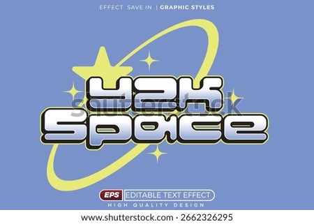 Retro Y2K Space Editable Text Effect with Futuristic Metallic Font and Star Elements