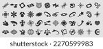 Retro Y2K star elements. Universal shapes for design, projects, posters, banners and business cards. Elements collection
