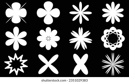 Retro Y2K star elements. Universal shapes for design, projects, posters, banners and business cards. Elements collection