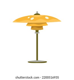 Retro yellow bedside or desk lamp from the 60s. Mid-century modern decorative element. Scandinavian interior design. Warm hygge aesthetics. Flat cartoon hand-drawn style, isolated on white background
