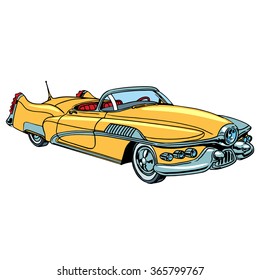 Retro yellow car classic abstract model